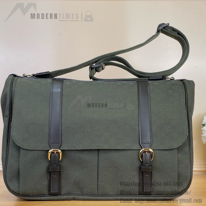 Louis Vuitton-style Saumur Large Monogram canvas shoulder bag M42352 blue M42351 green and M42350 gray