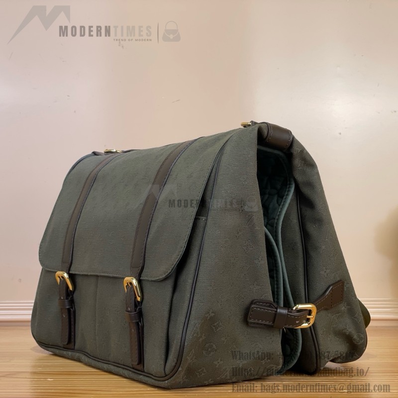 Louis Vuitton-style Saumur Large Monogram canvas shoulder bag M42352 blue M42351 green and M42350 gray