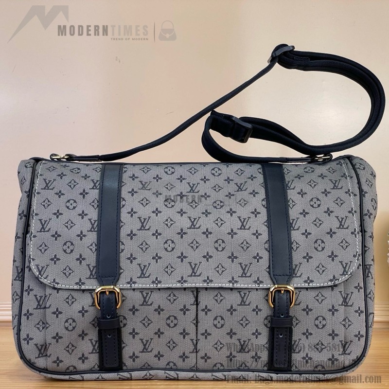 Louis Vuitton-style Saumur Large Monogram canvas shoulder bag M42352 blue M42351 green and M42350 gray