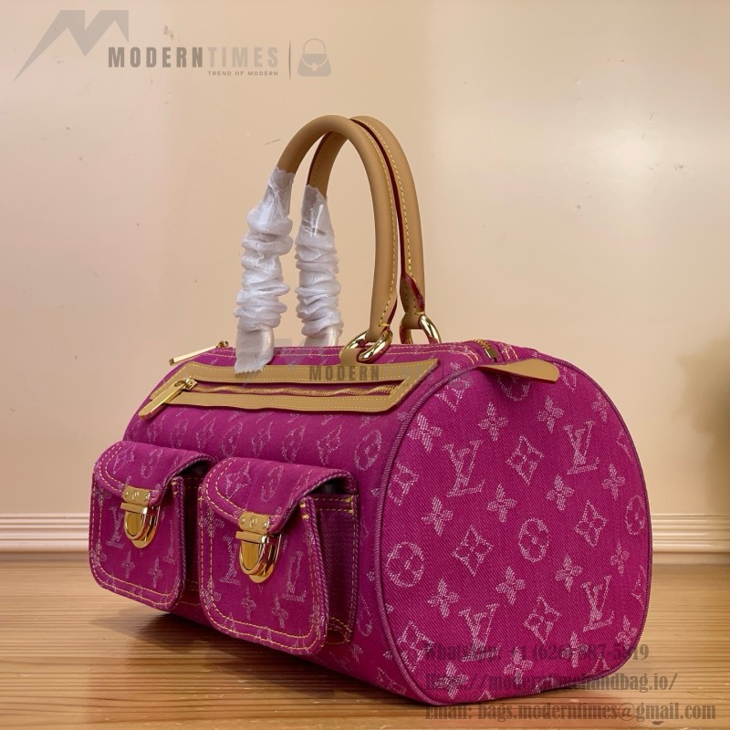 Louis Vuitton-style vintage denim shoulder bag M95019 blue M95214 pink and M95215 green