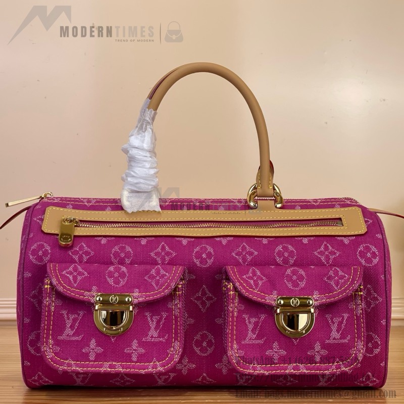 Louis Vuitton-style vintage denim shoulder bag M95019 blue M95214 pink and M95215 green