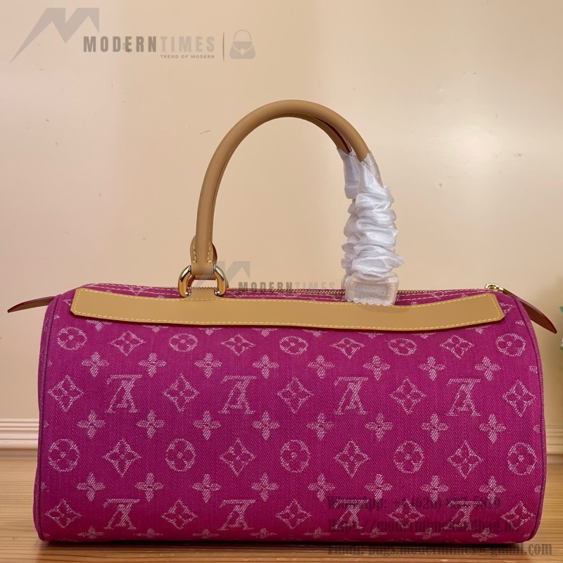 Louis Vuitton-style vintage denim shoulder bag M95019 blue M95214 pink and M95215 green