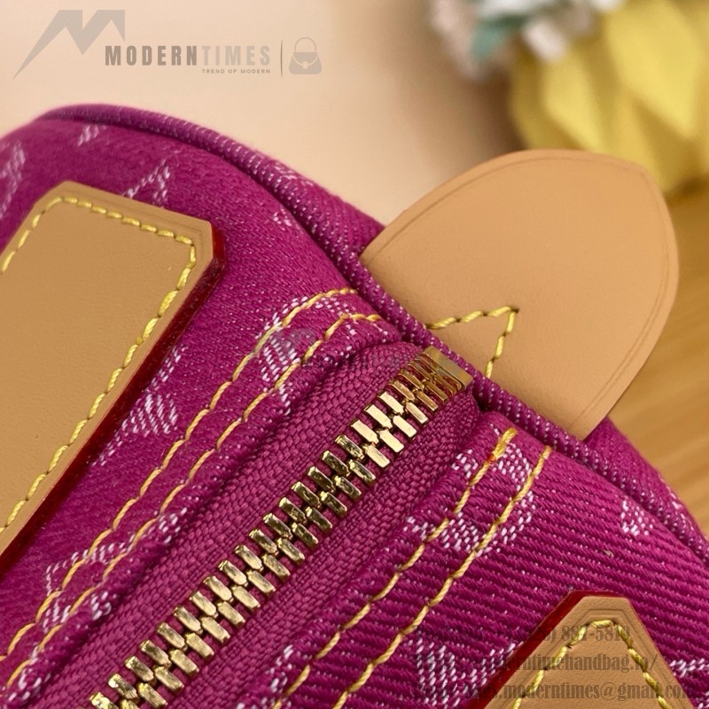 Louis Vuitton-style vintage denim shoulder bag M95019 blue M95214 pink and M95215 green