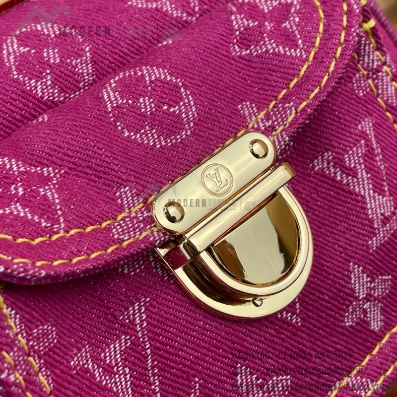 Louis Vuitton-style vintage denim shoulder bag M95019 blue M95214 pink and M95215 green