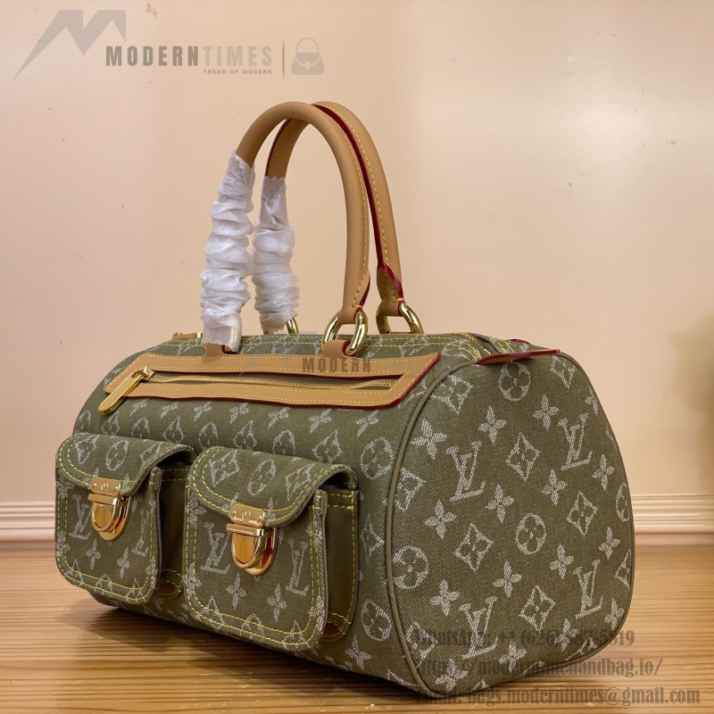 Louis Vuitton-style vintage denim shoulder bag M95019 blue M95214 pink and M95215 green