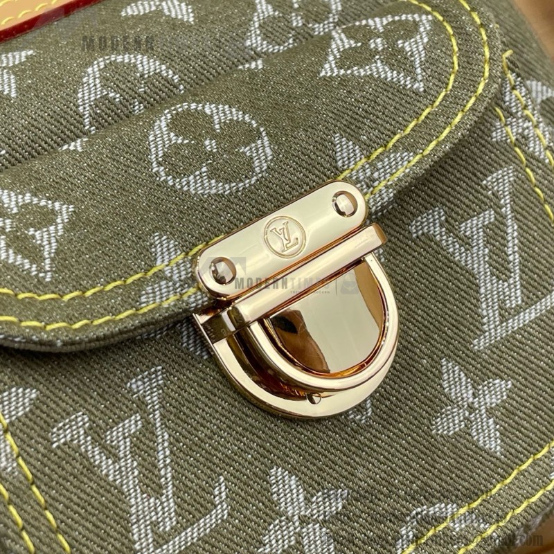 Louis Vuitton-style vintage denim shoulder bag M95019 blue M95214 pink and M95215 green