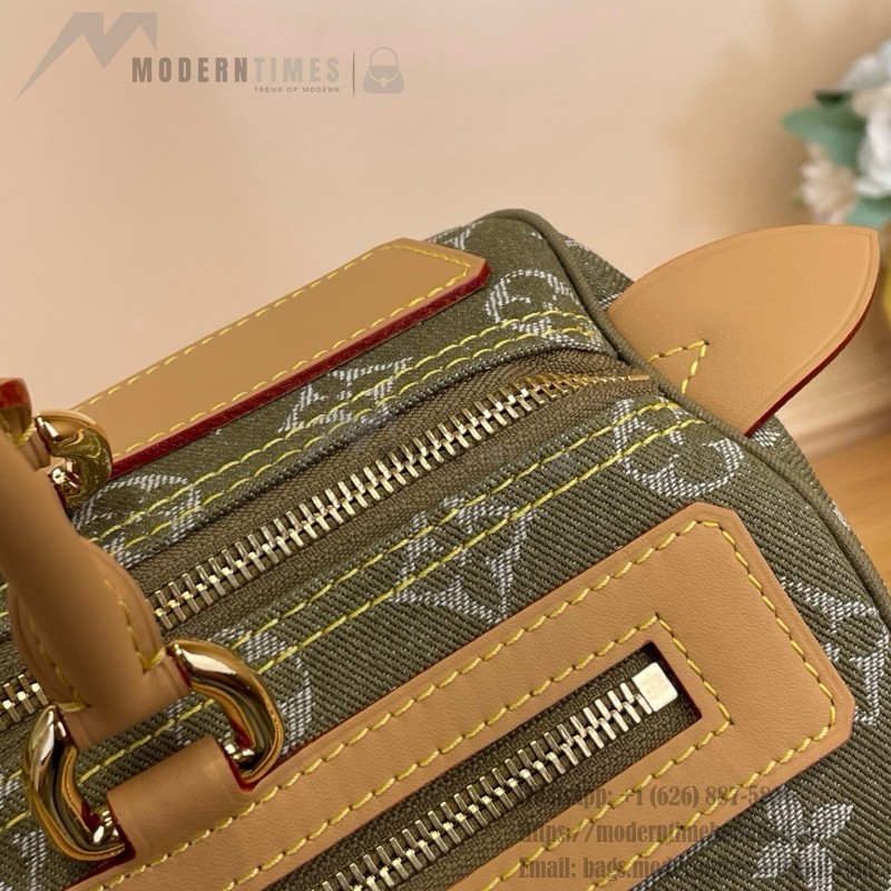 Louis Vuitton-style vintage denim shoulder bag M95019 blue M95214 pink and M95215 green
