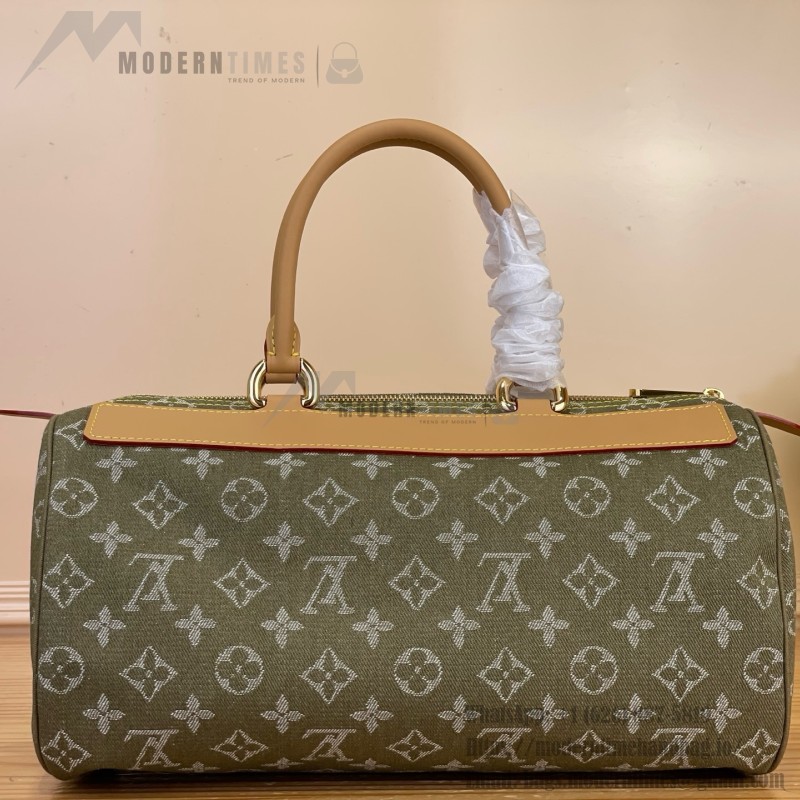 Louis Vuitton-style vintage denim shoulder bag M95019 blue M95214 pink and M95215 green
