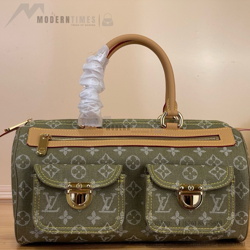 Louis Vuitton-style vintage denim shoulder bag M95019 blue M95214 pink and M95215 green
