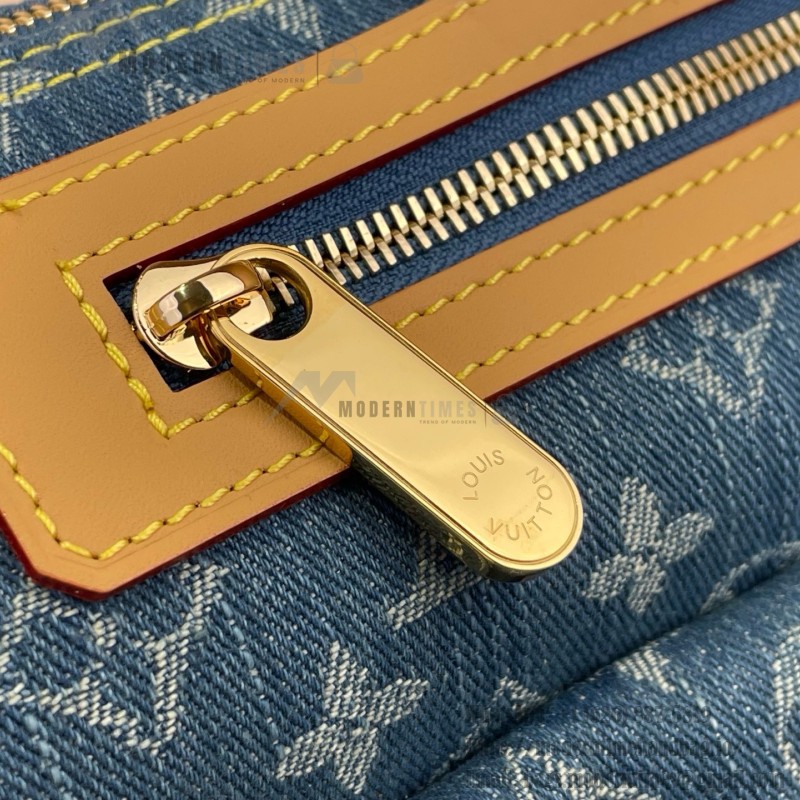 Louis Vuitton-style vintage denim shoulder bag M95019 blue M95214 pink and M95215 green