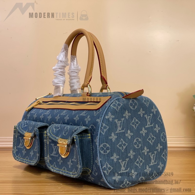 Louis Vuitton-style vintage denim shoulder bag M95019 blue M95214 pink and M95215 green
