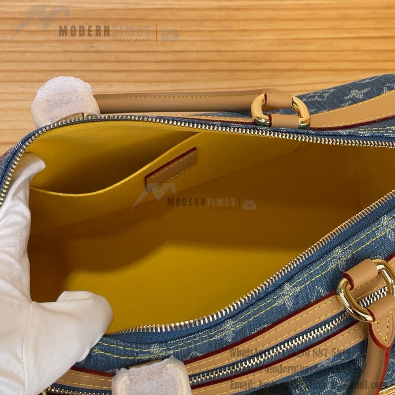 Louis Vuitton-style vintage denim shoulder bag M95019 blue M95214 pink and M95215 green