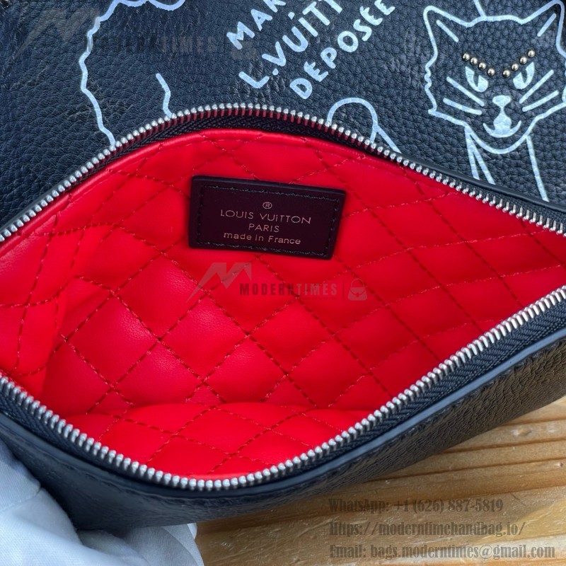 Louis Vuitton-style Speedy P9 Bandoulière 30 M26177 black and red Monogram leather bag with removable strap