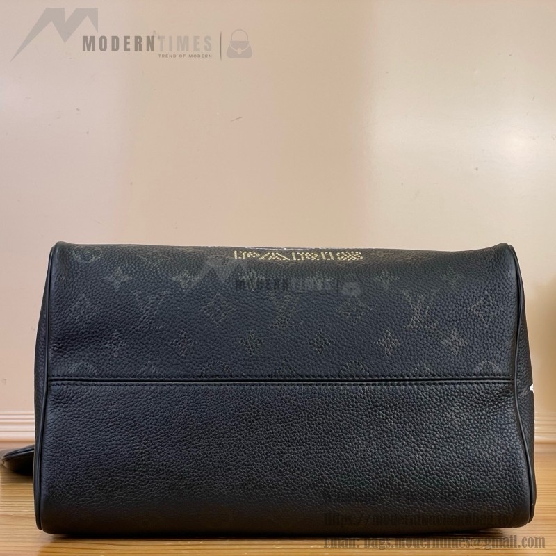 Louis Vuitton-style Speedy P9 Bandoulière 30 M26177 black and red Monogram leather bag with removable strap