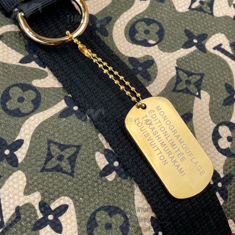 Louis Vuitton-style Takashi Murakami M95783 camouflage Monogram tote bag with spacious interior