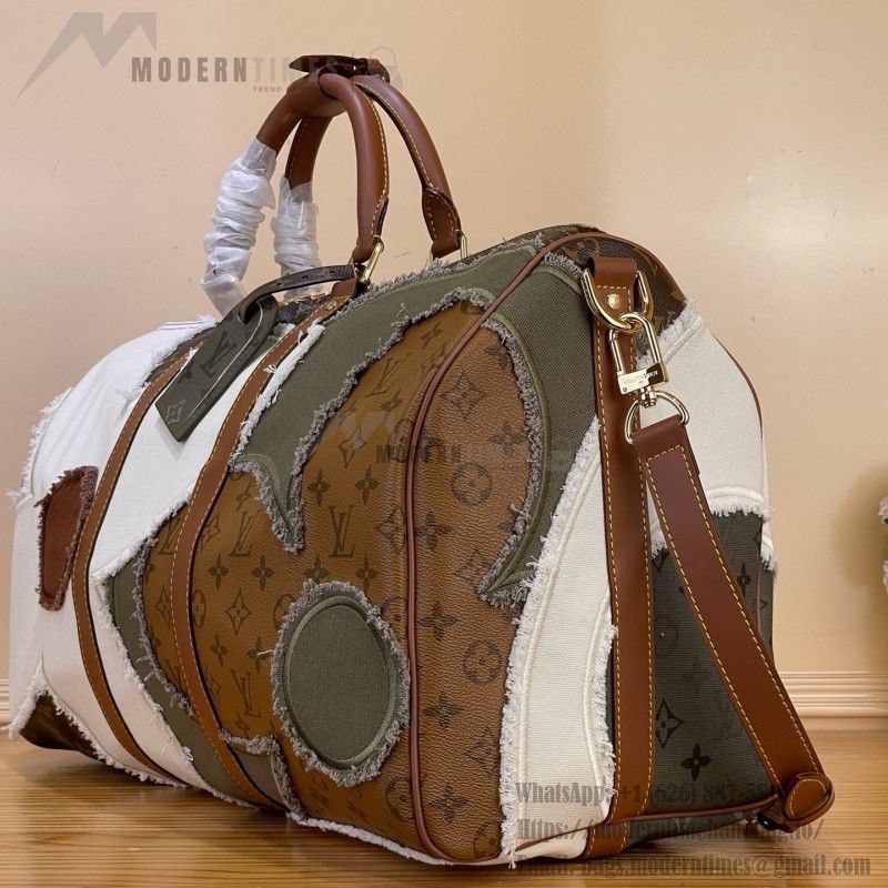 Louis Vuitton Keepall Bandoulière 50 M29190 Monogram Khaki floral travel duffle bag