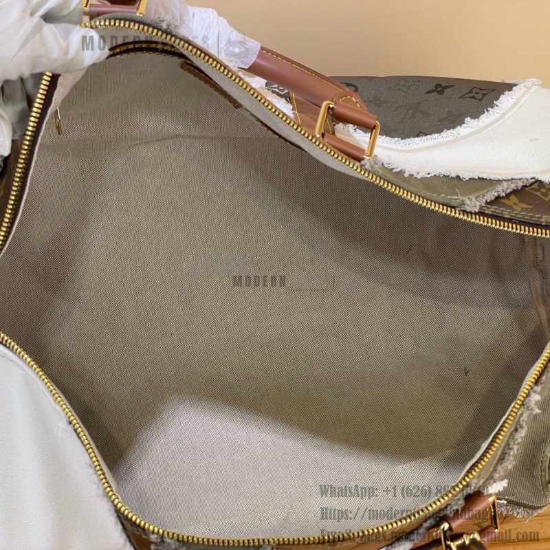 Louis Vuitton Keepall Bandoulière 50 M29190 Monogram Khaki floral travel duffle bag