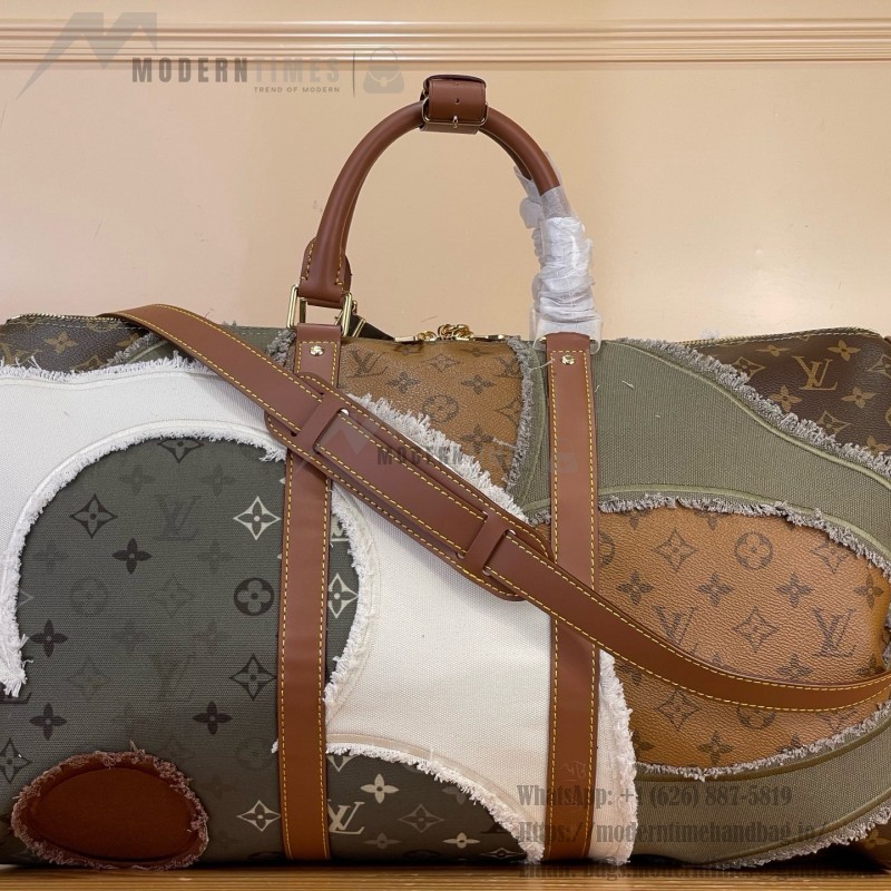 Louis Vuitton Keepall Bandoulière 50 M29190 Monogram Khaki floral travel duffle bag