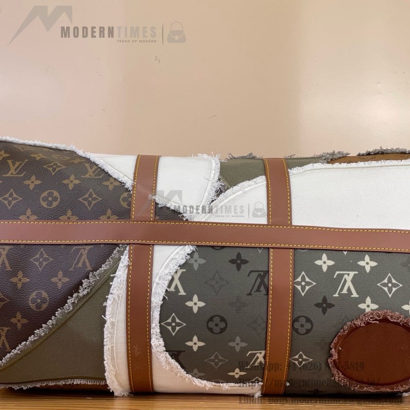 Louis Vuitton Keepall Bandoulière 50 M29190 Monogram Khaki floral travel duffle bag