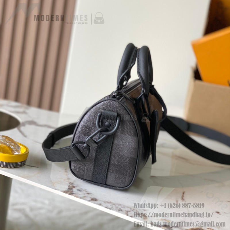 Louis Vuitton Keepall Bandoulière 25 M14919 black cowhide leather bag with metal hardware