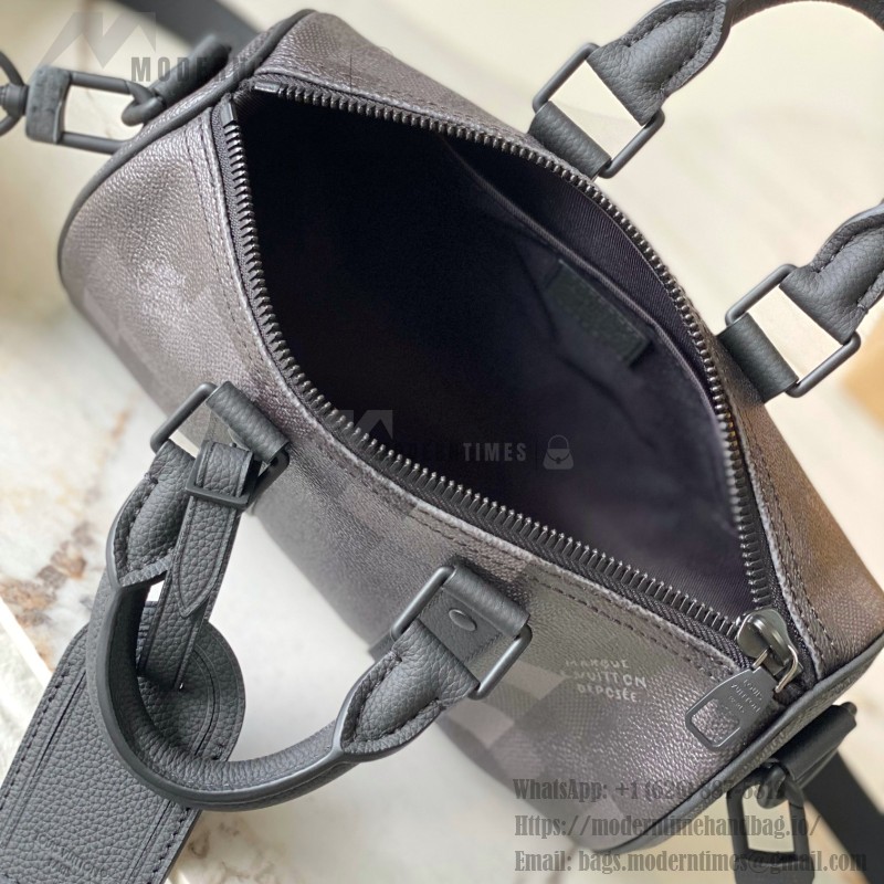 Louis Vuitton Keepall Bandoulière 25 M14919 black cowhide leather bag with metal hardware