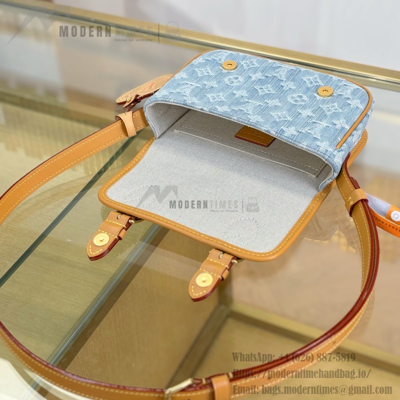 Louis Vuitton Satchel Mini M2A647 Denim Blue premium fabric crossbody bag