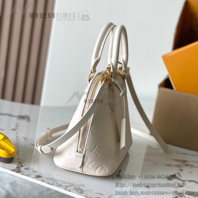 Louis Vuitton Alma BB M2A357 shell-shaped premium fabric handbag with metal hardware
