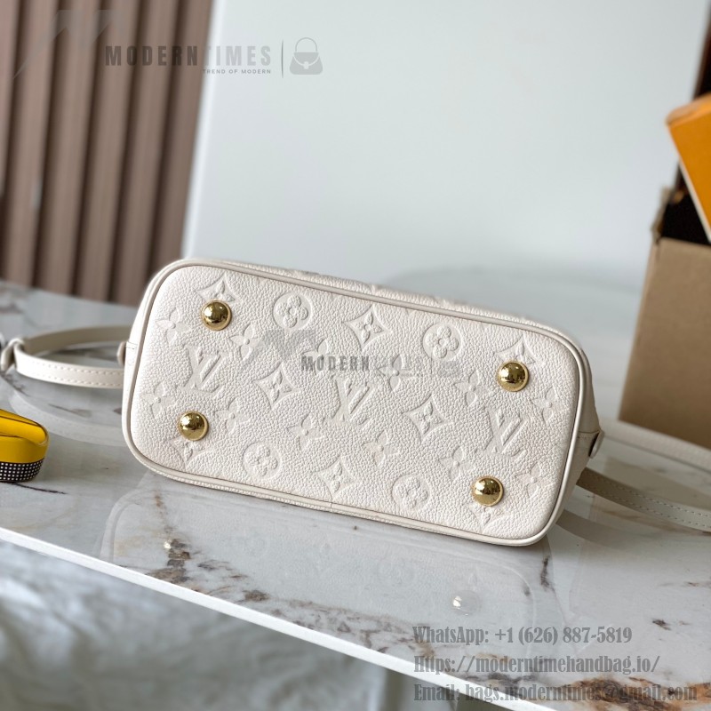 Louis Vuitton Alma BB M2A357 shell-shaped premium fabric handbag with metal hardware