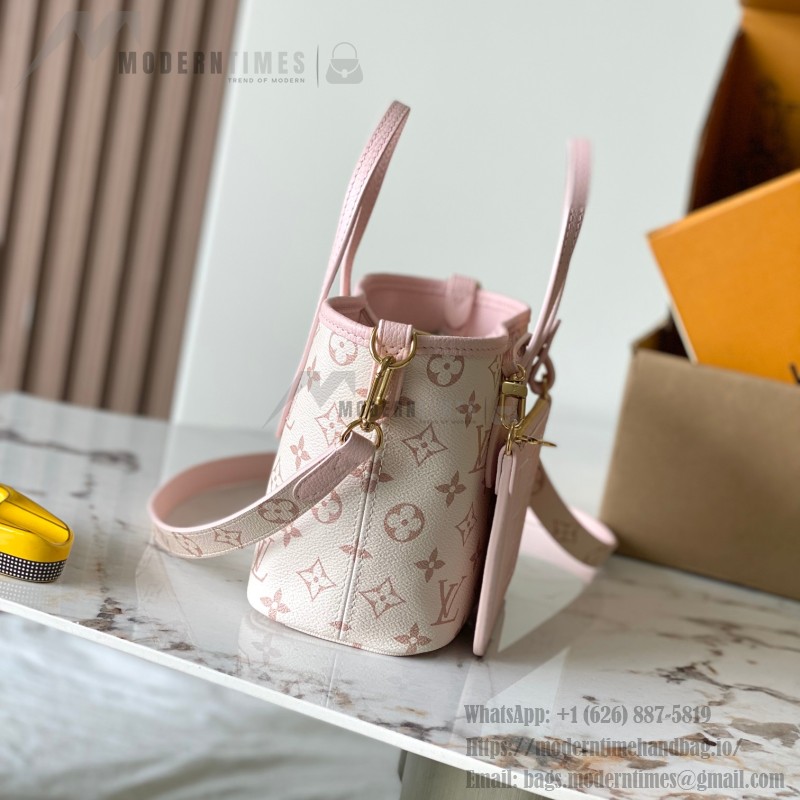  Louis Vuitton Neverfull Bandoulière Inside Out BB reversible handbag in White Green, Pink White, Brown and Rose Pink