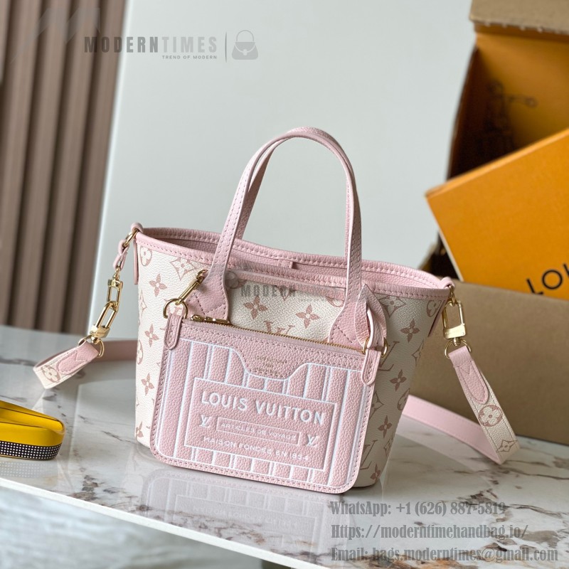  Louis Vuitton Neverfull Bandoulière Inside Out BB reversible handbag in White Green, Pink White, Brown and Rose Pink