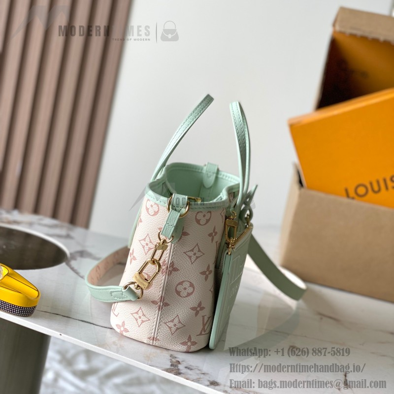  Louis Vuitton Neverfull Bandoulière Inside Out BB reversible handbag in White Green, Pink White, Brown and Rose Pink