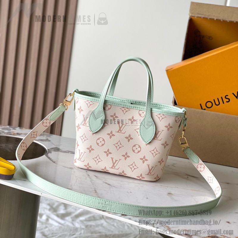  Louis Vuitton Neverfull Bandoulière Inside Out BB reversible handbag in White Green, Pink White, Brown and Rose Pink