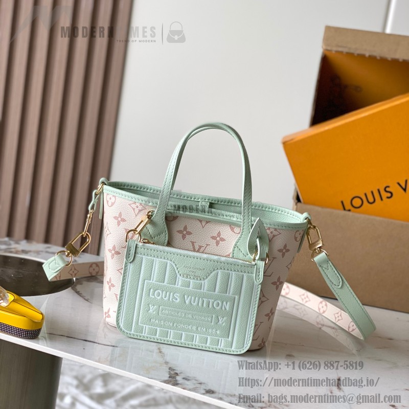  Louis Vuitton Neverfull Bandoulière Inside Out BB reversible handbag in White Green, Pink White, Brown and Rose Pink