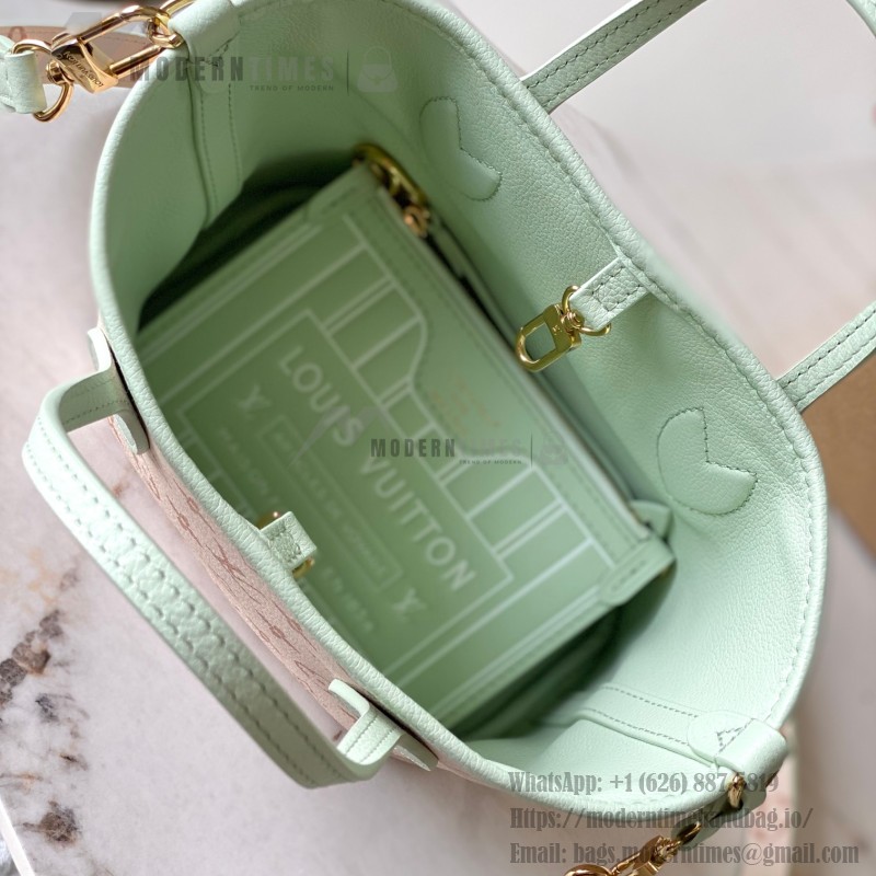  Louis Vuitton Neverfull Bandoulière Inside Out BB reversible handbag in White Green, Pink White, Brown and Rose Pink