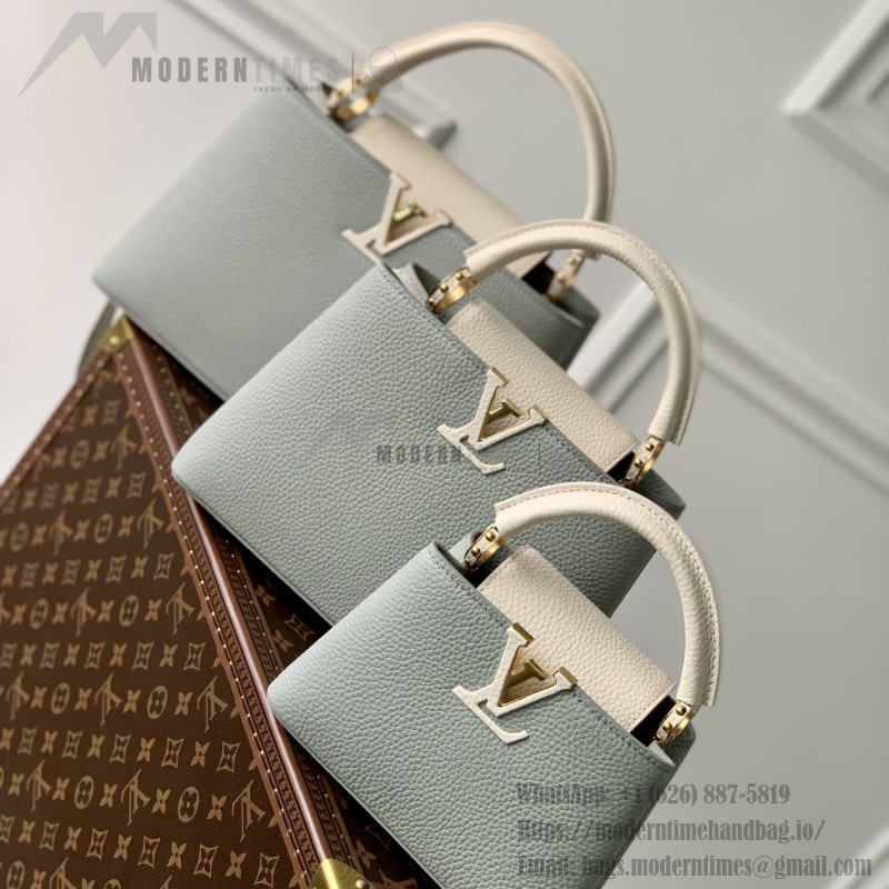 Louis Vuitton Capucines MM Handbag M21296 Small in Grey Leather