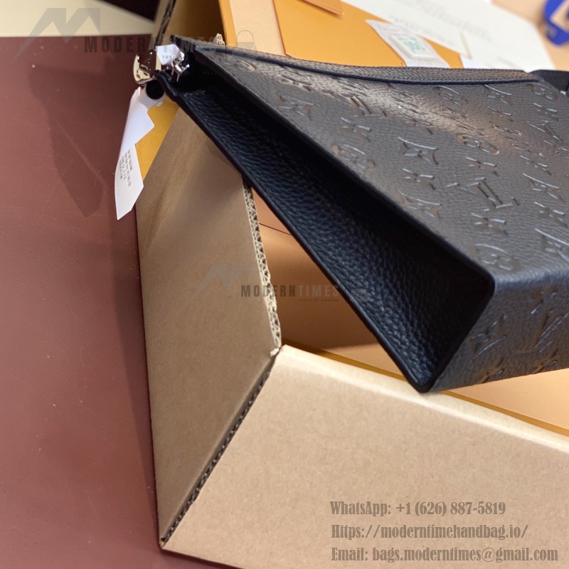 Replica Louis Vuitton M61692 Pochette Voyage in Black Embossed Cowhide Leather
