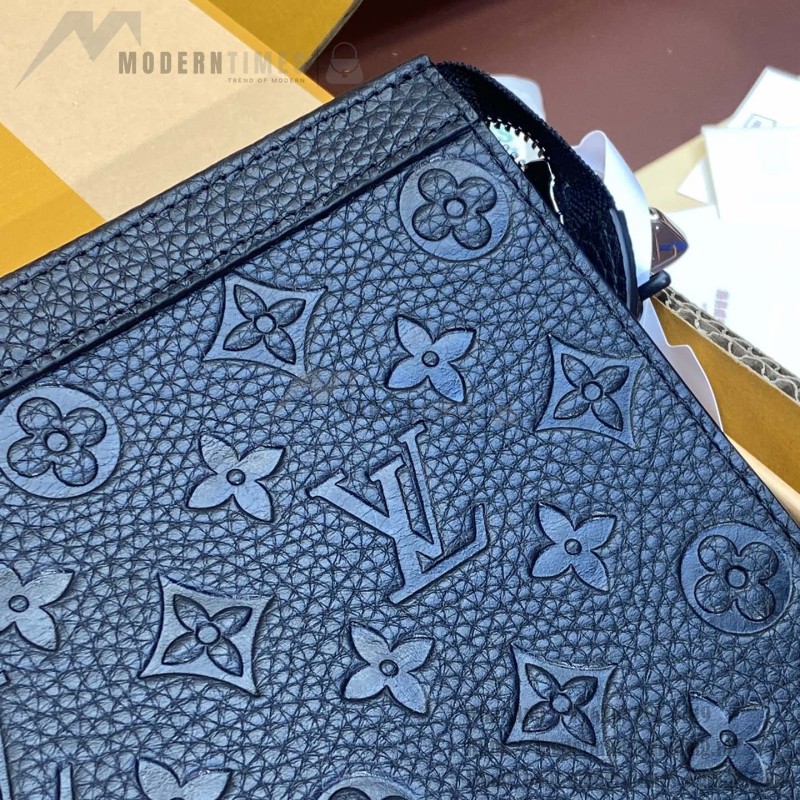Replica Louis Vuitton M61692 Pochette Voyage in Black Embossed Cowhide Leather