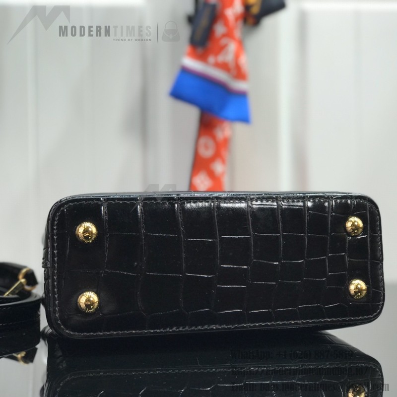 Louis Vuitton Capucines M94227 Crocodile-Embossed Leather Handbag in Khaki – Mini and MM