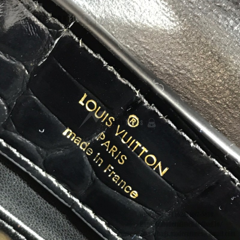 Louis Vuitton Capucines M94227 Crocodile-Embossed Leather Handbag in Khaki – Mini and MM