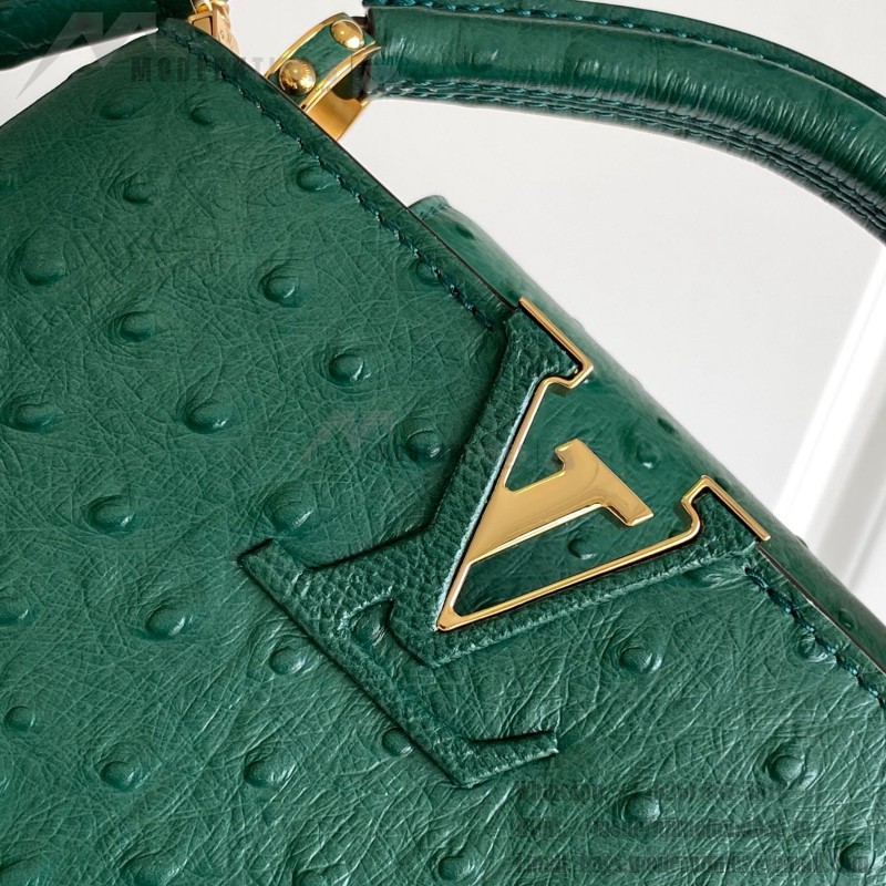 Louis Vuitton Capucines BB Custom Green Taurillon Leather Handbag M24713 M24714