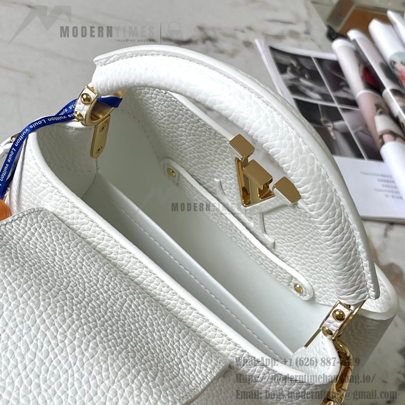 Louis Vuitton Capucines BB White Taurillon Calfskin Handbag with Gold Hardware