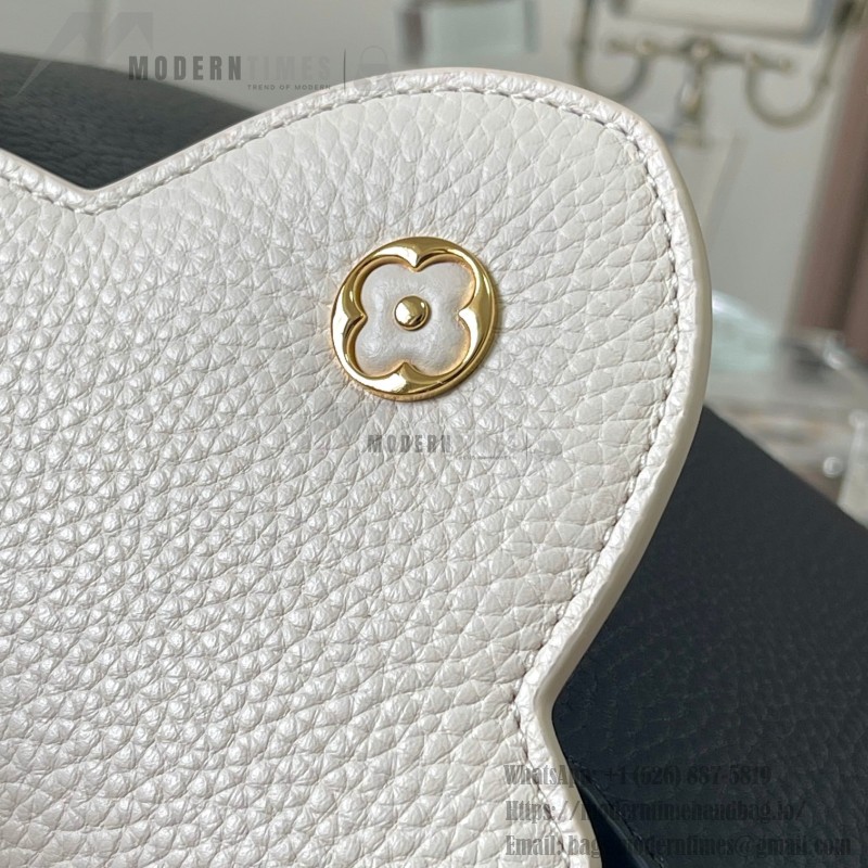 Louis Vuitton Capucines BB Black/White Taurillon Leather Handbag with Gold Hardware