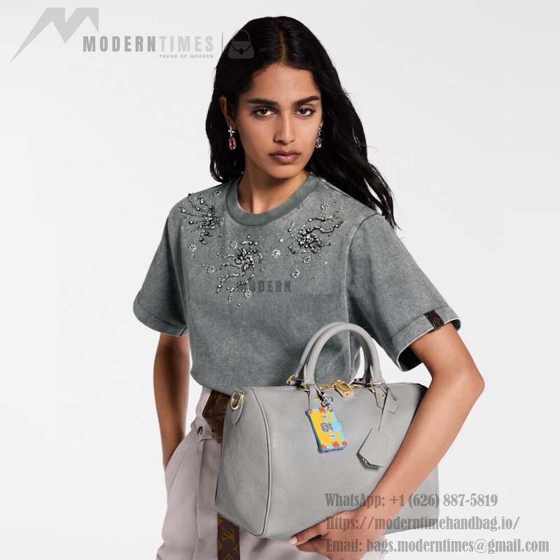 Louis Vuitton Speedy Soft 30 Grey Minigram Bold Handbag M25670 Front View