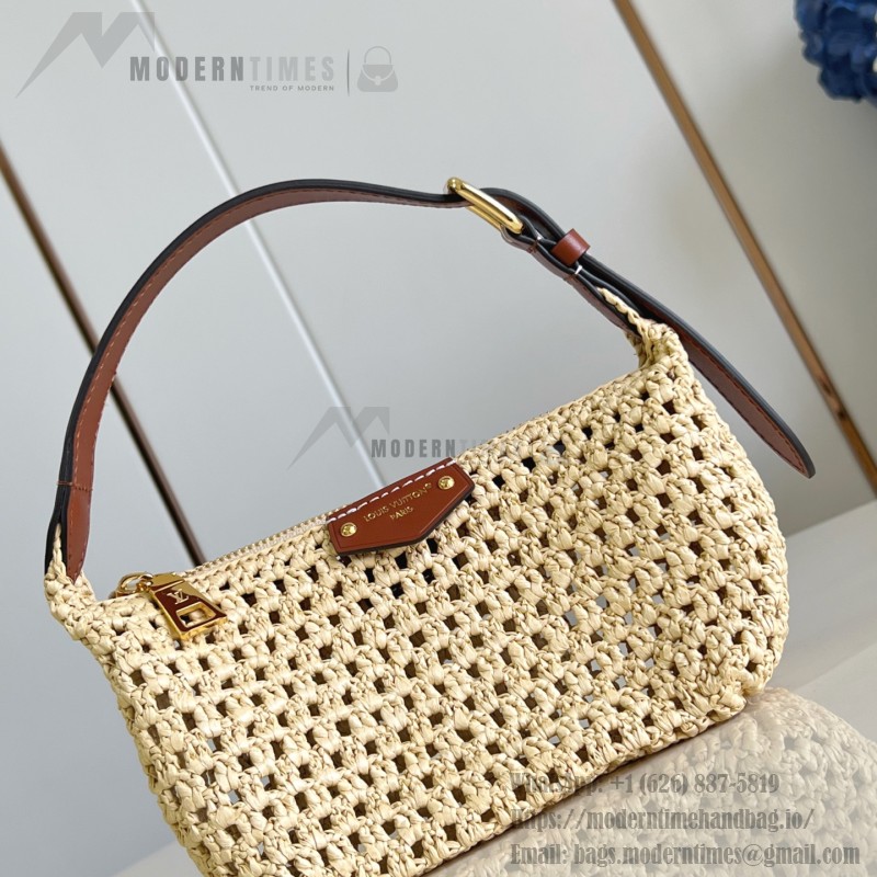 Louis Vuitton Hills Pochette M14304 Raffia and Leather Clutch