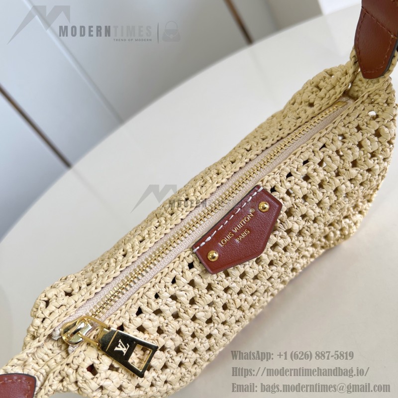 Louis Vuitton Hills Pochette M14304 Raffia and Leather Clutch