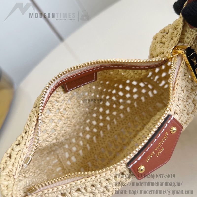 Louis Vuitton Hills Pochette M14304 Raffia and Leather Clutch