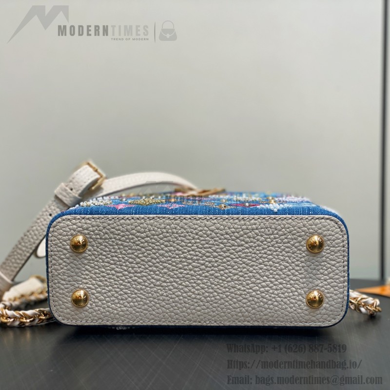 Louis Vuitton Capucines Mini Handbag Blue Denim M12947