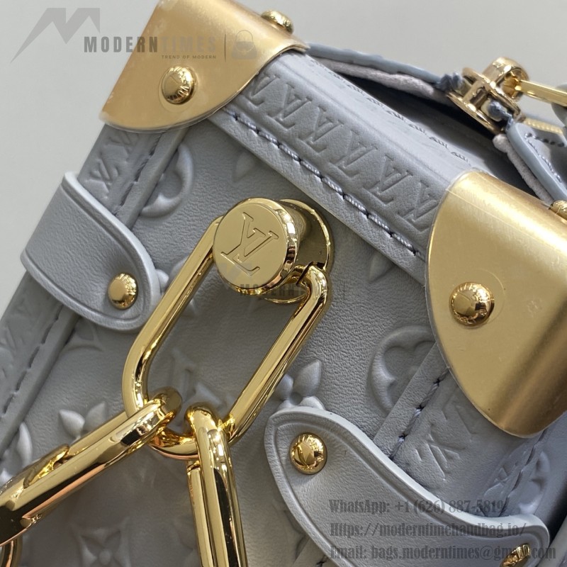 Louis Vuitton Side Trunk MM Gray M25602 with Mini Pouch – Monogram Embossed Leather