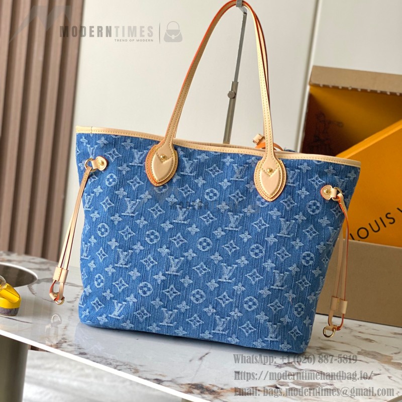 Replica Louis Vuitton Neverfull MM M13192 Denim Trim with MB163c Chip