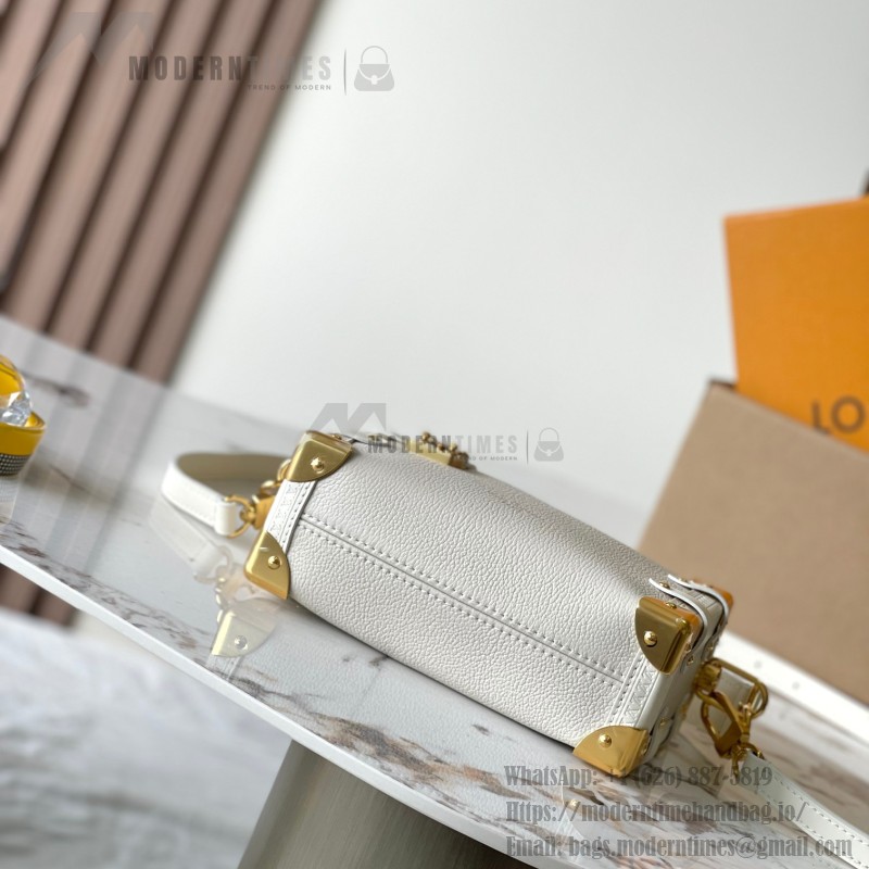 Louis Vuitton Side Trunk BB Handbag M23915 M25072 in Off-White and Light Brown – Premium Leather Replica
